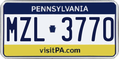 PA license plate MZL3770