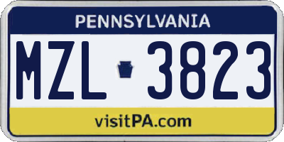 PA license plate MZL3823