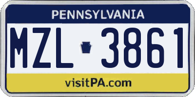 PA license plate MZL3861