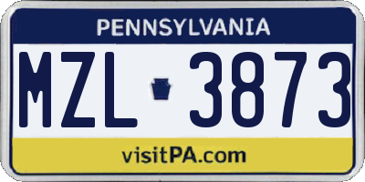 PA license plate MZL3873