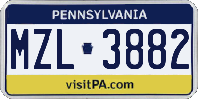PA license plate MZL3882
