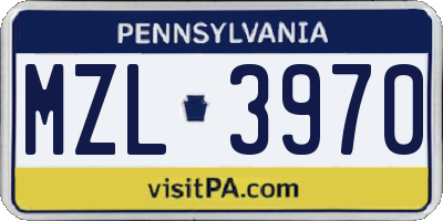 PA license plate MZL3970