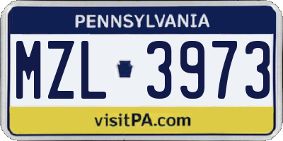 PA license plate MZL3973