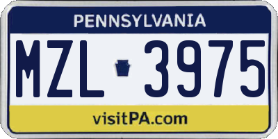 PA license plate MZL3975