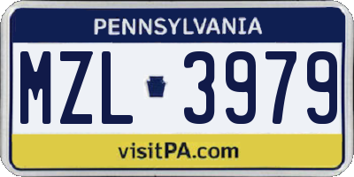 PA license plate MZL3979