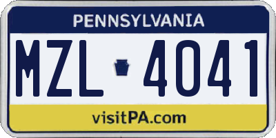 PA license plate MZL4041