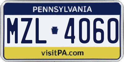 PA license plate MZL4060