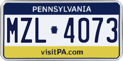 PA license plate MZL4073