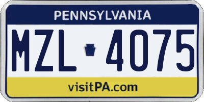 PA license plate MZL4075