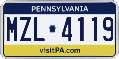PA license plate MZL4119