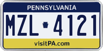 PA license plate MZL4121