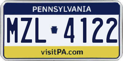 PA license plate MZL4122