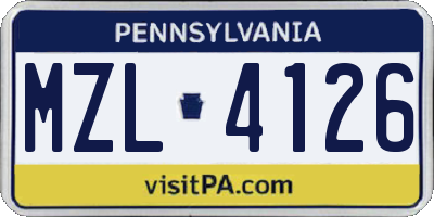 PA license plate MZL4126