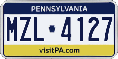 PA license plate MZL4127