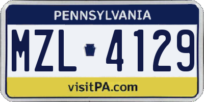 PA license plate MZL4129