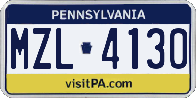 PA license plate MZL4130