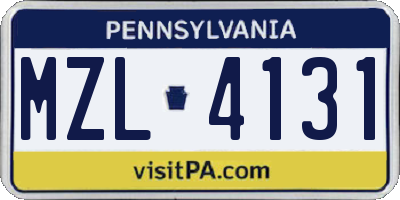 PA license plate MZL4131