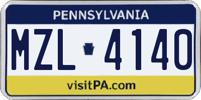 PA license plate MZL4140