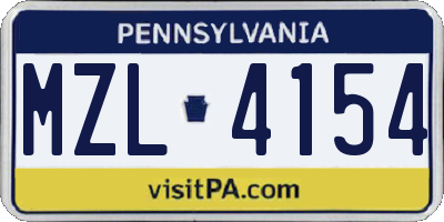 PA license plate MZL4154