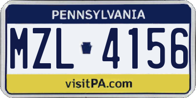 PA license plate MZL4156