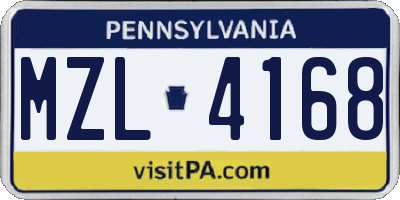 PA license plate MZL4168