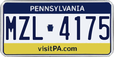 PA license plate MZL4175