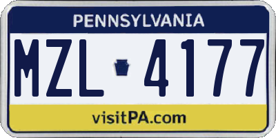 PA license plate MZL4177