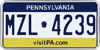 PA license plate MZL4239