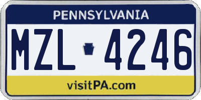 PA license plate MZL4246