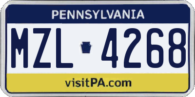 PA license plate MZL4268