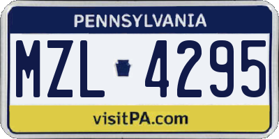 PA license plate MZL4295