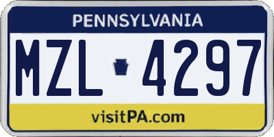 PA license plate MZL4297