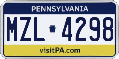 PA license plate MZL4298