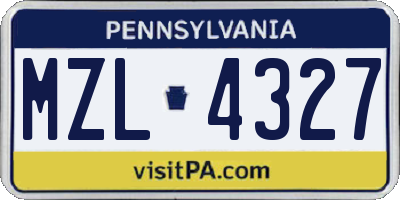 PA license plate MZL4327