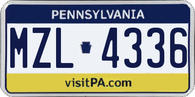 PA license plate MZL4336