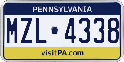 PA license plate MZL4338