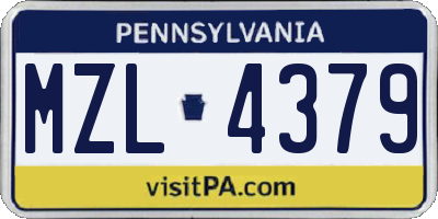 PA license plate MZL4379