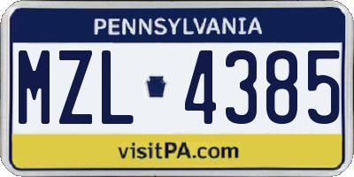 PA license plate MZL4385