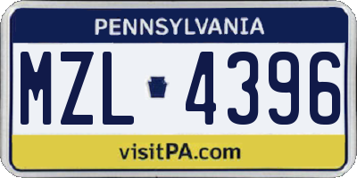 PA license plate MZL4396