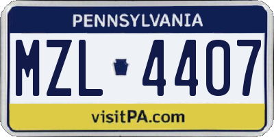 PA license plate MZL4407