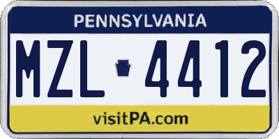 PA license plate MZL4412