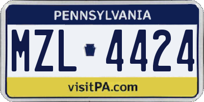 PA license plate MZL4424