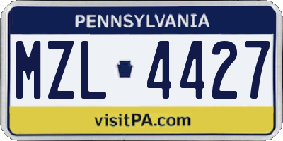 PA license plate MZL4427