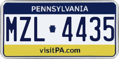 PA license plate MZL4435