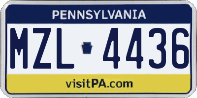 PA license plate MZL4436