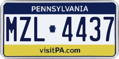 PA license plate MZL4437