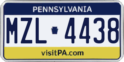 PA license plate MZL4438