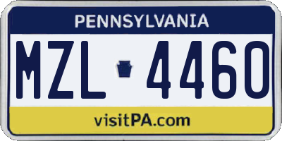 PA license plate MZL4460
