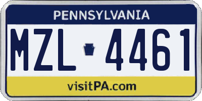 PA license plate MZL4461