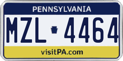 PA license plate MZL4464
